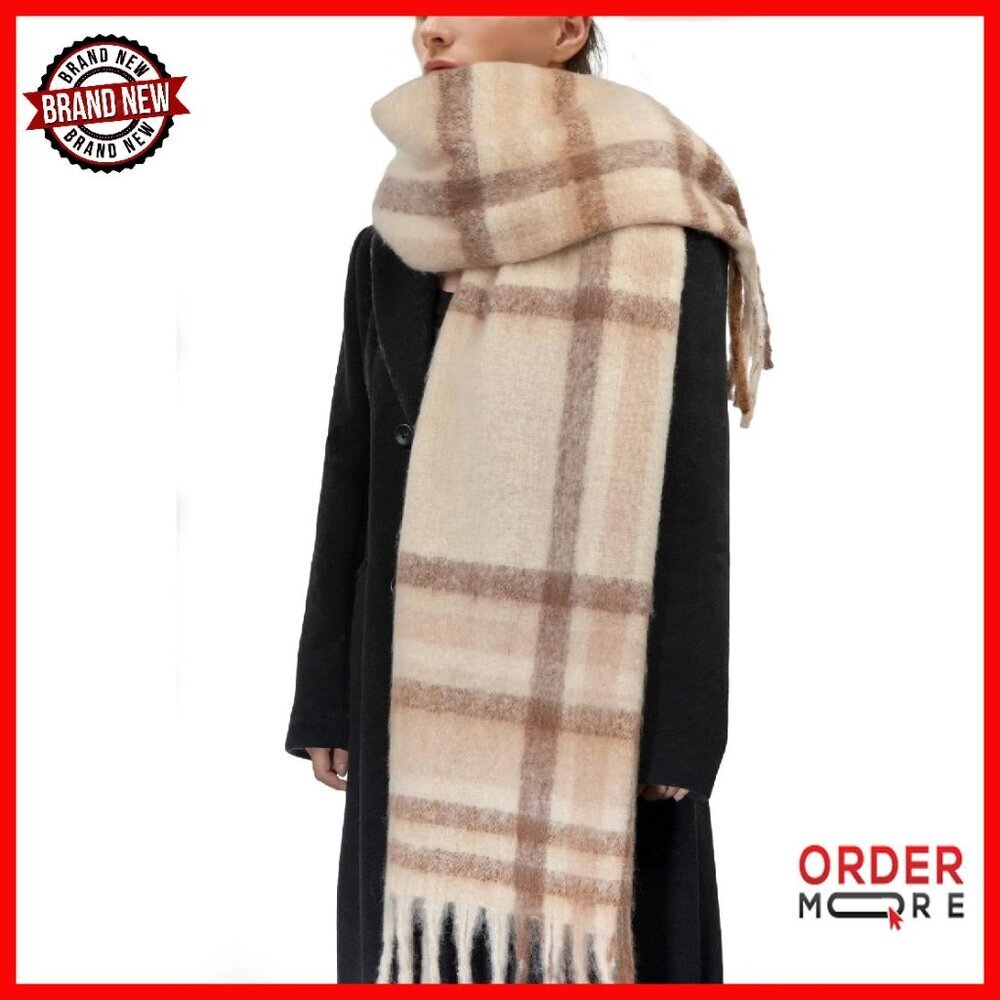 Thick Warm Plush Infinity Scarf with Tassels Winter Blanket Scarf